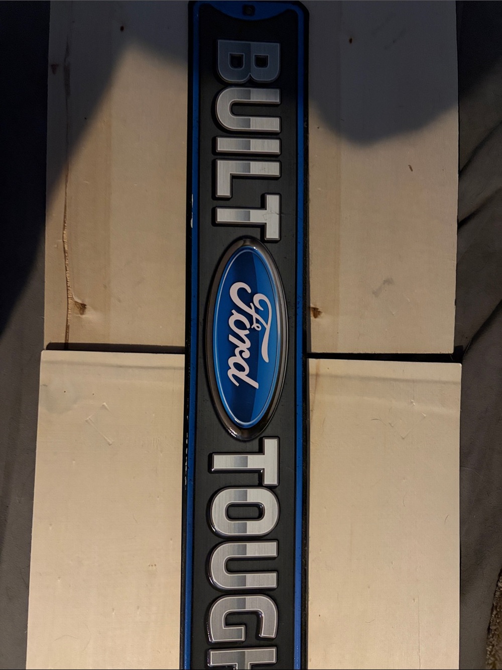 Ford Blue and Black Vertical 'Built Tough' Sign
